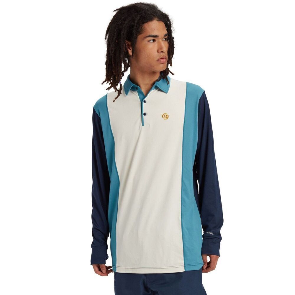 NEW Burton Men's Retro Midweight Baselayer Polo Long Sleeve Almond Milk Small
